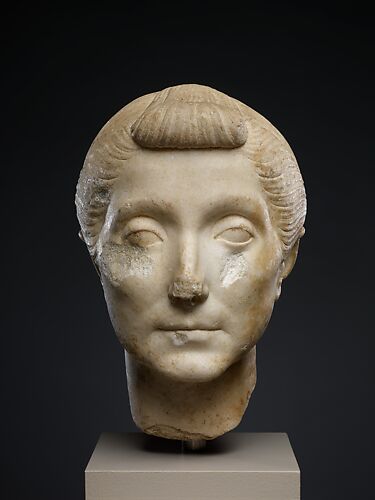 Marble head of an elderly woman