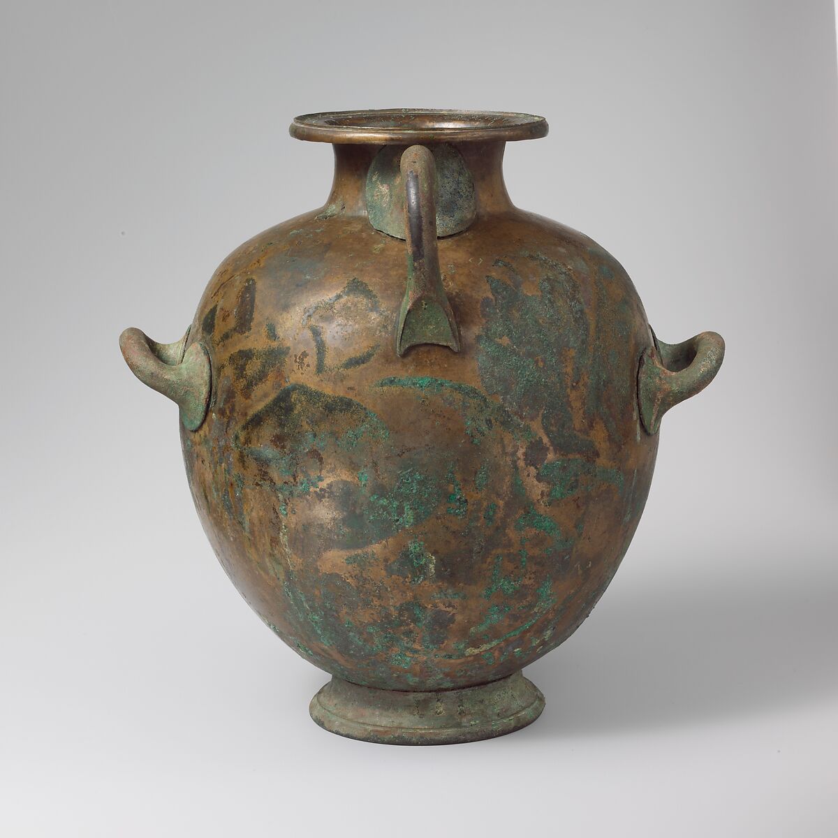 Bronze hydria: kalpis (water jar), Bronze, Greek, Attic 