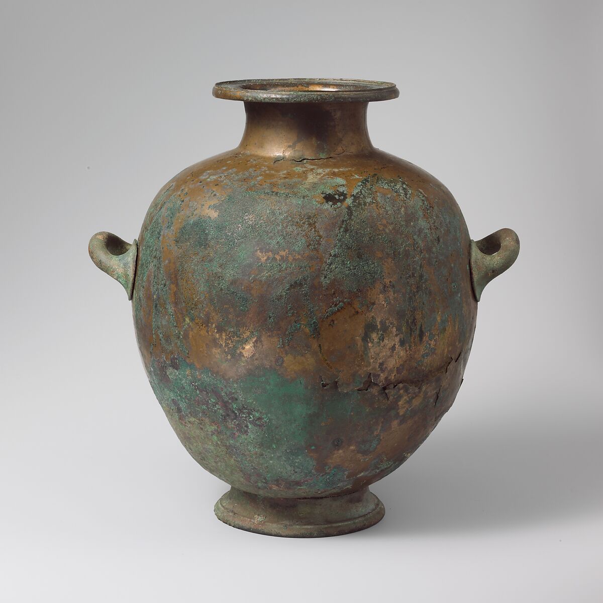 Bronze hydria: kalpis (water jar), Bronze, Greek, Attic