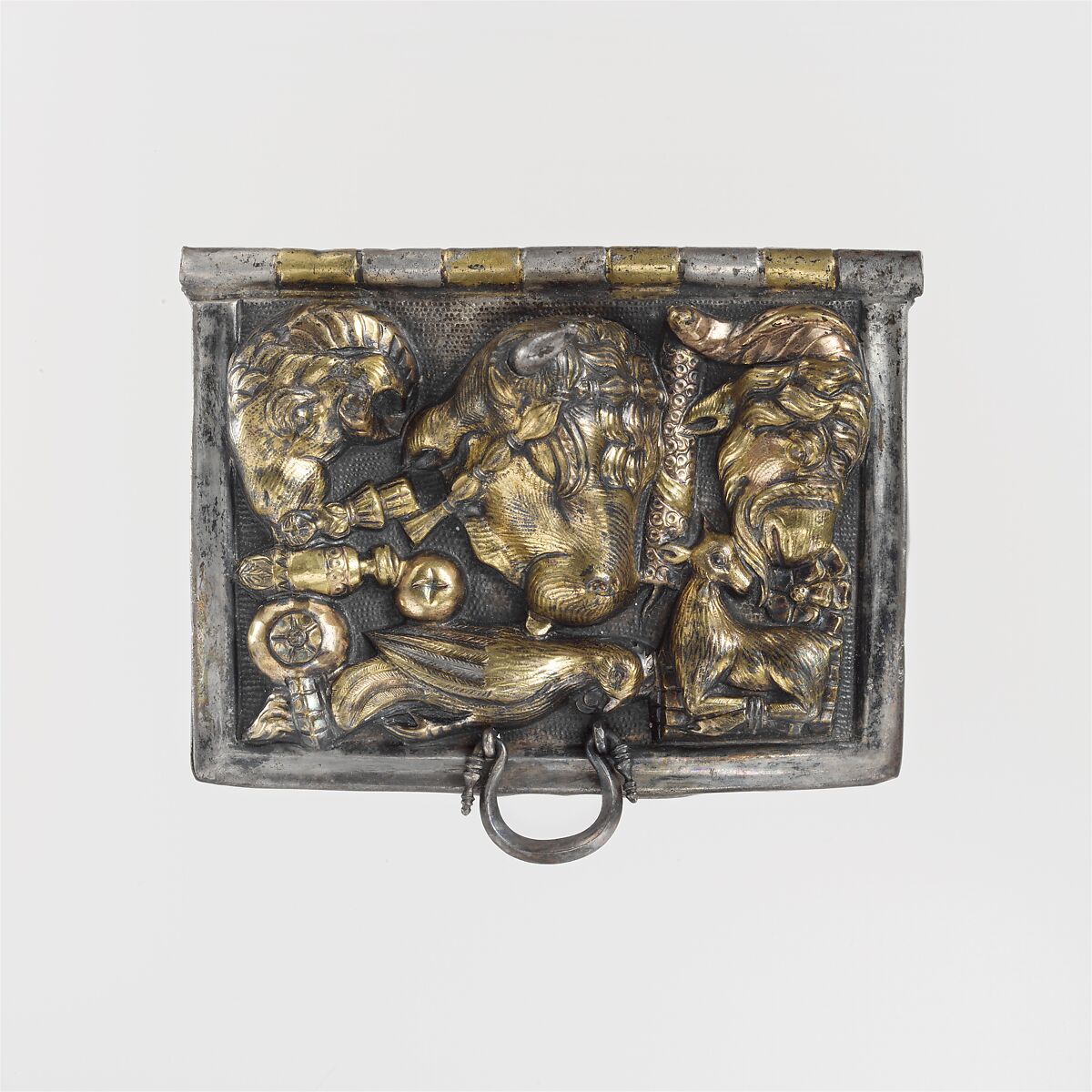 Gilt-silver ceremonial box lid, Silver gilt, Roman 