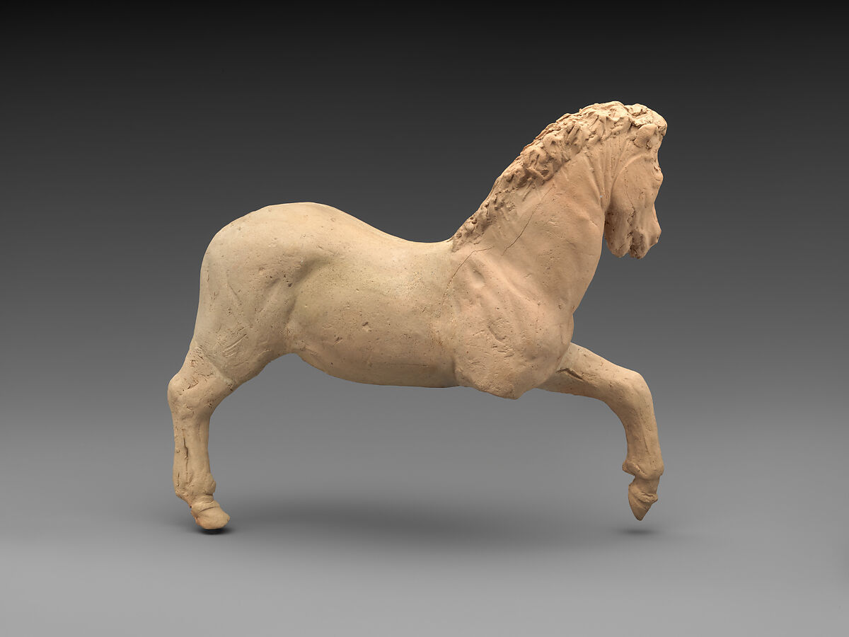 Terracotta statuette of a horse, Terracotta, Greek, South Italian, Tarentine
