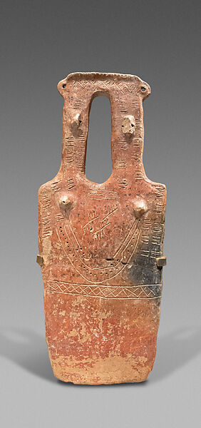 Terracotta two-headed, plank-shaped figurine, Terracotta, Cypriot 