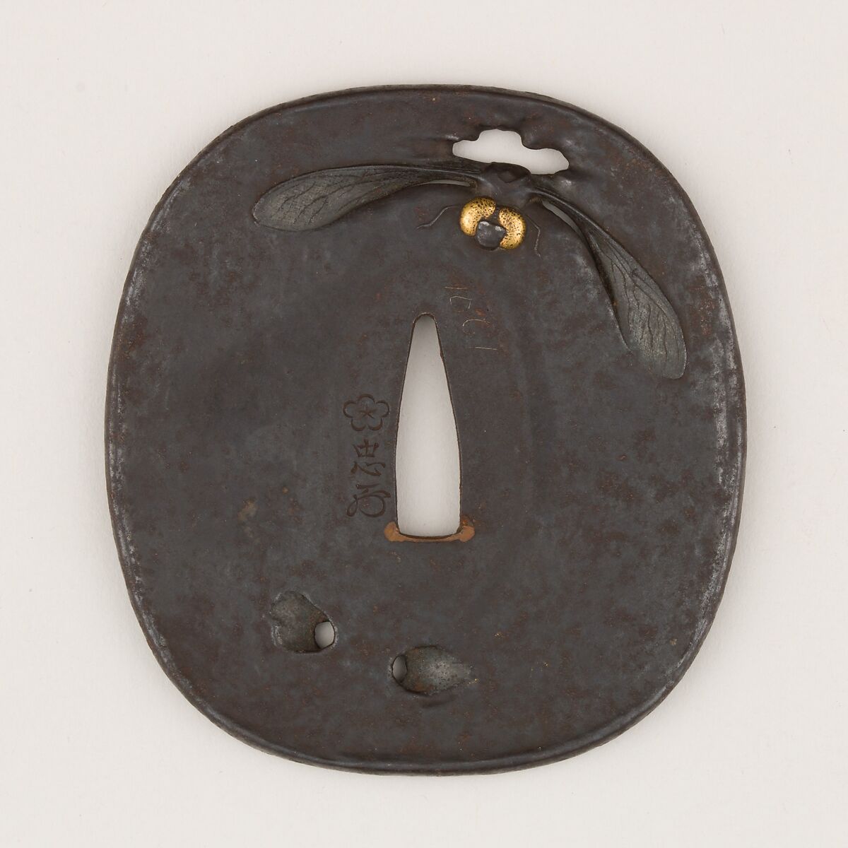 Sword Guard (Tsuba), Iron, wood, copper, Japanese 