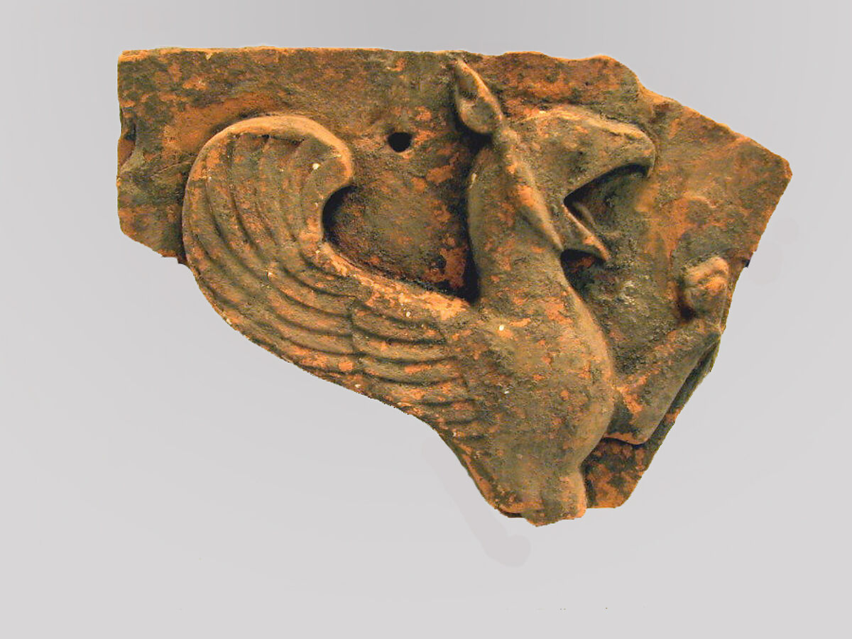 Terracotta revetment with a griffin, Terracotta, East Greek or Lydian 