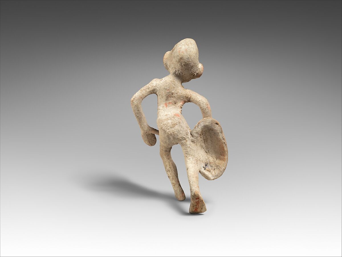 Terracotta statuette of a mime with a shield, Terracotta, Greek