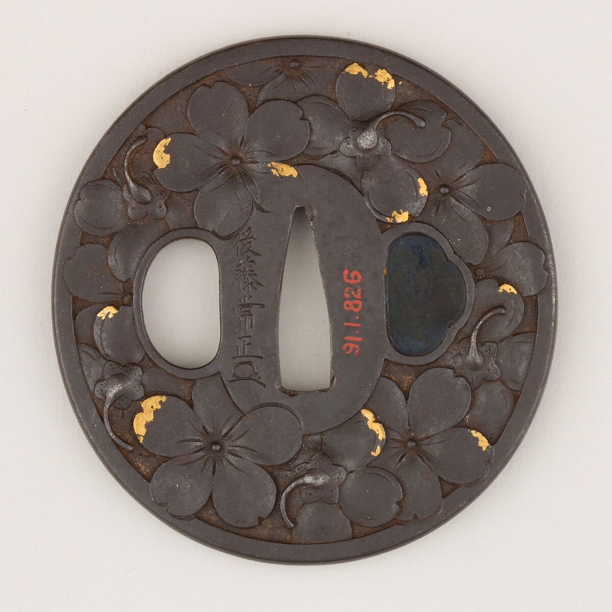 Sword Guard (Tsuba), Iron, gold, copper, Japanese 