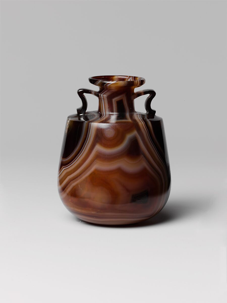 Banded agate amphoriskos (perfume bottle), Banded agate, Roman