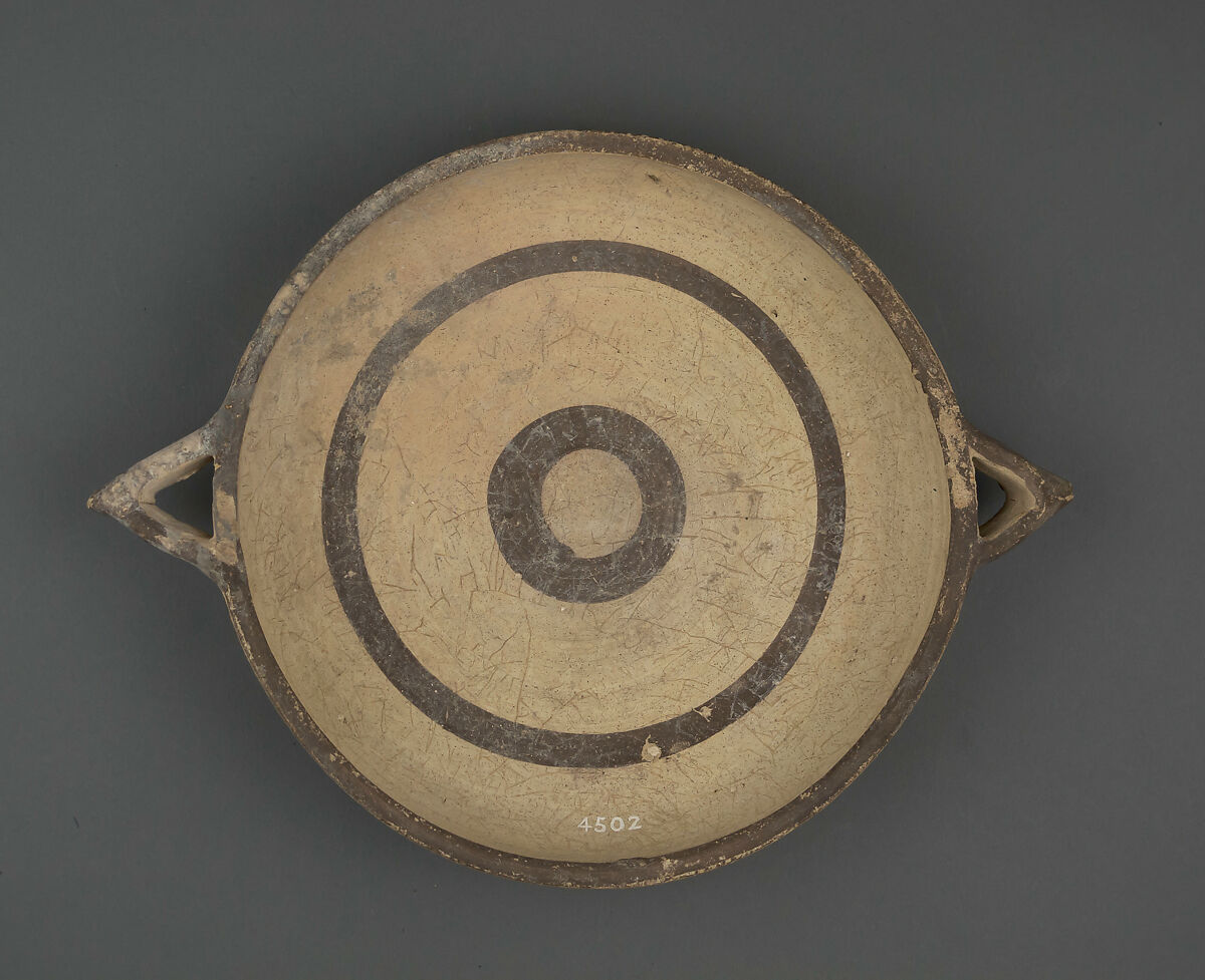 Terracotta plate with horned handles, Terracotta, Cypriot