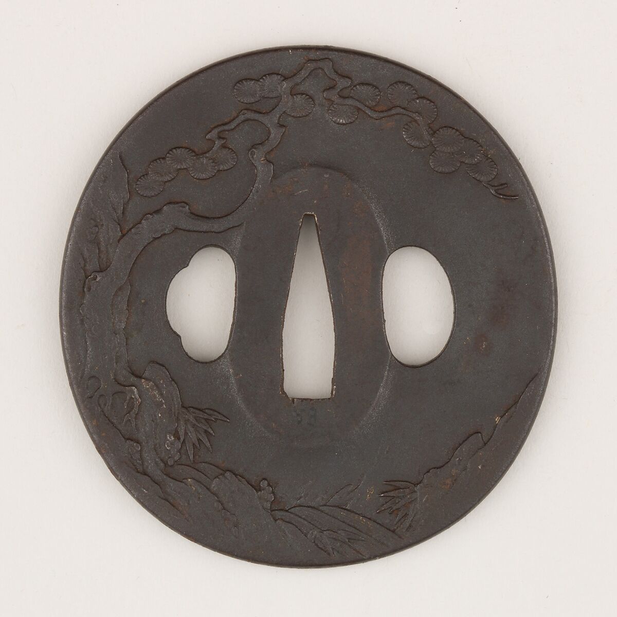 Sword Guard (Tsuba), Iron, copper, Japanese