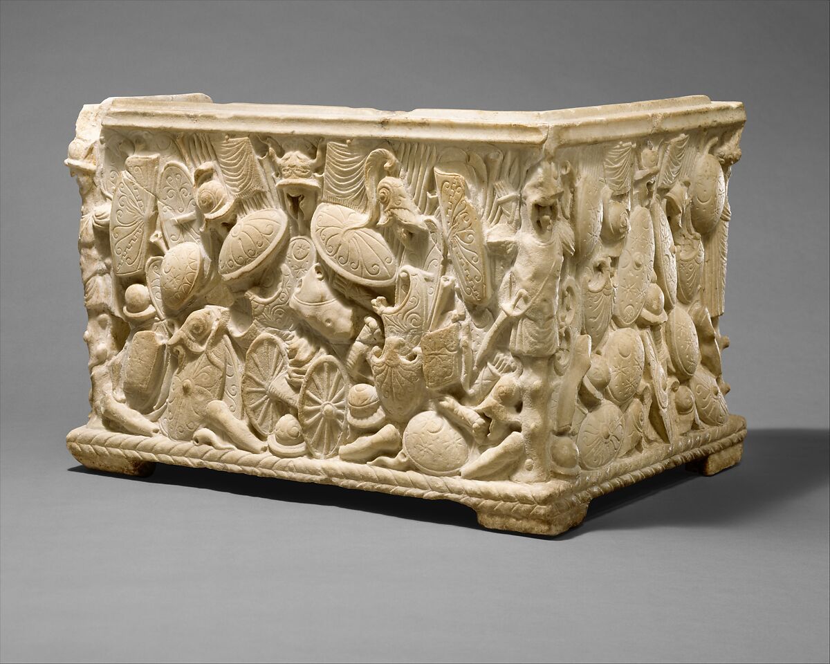 Marble cinerary urn, Marble, Roman