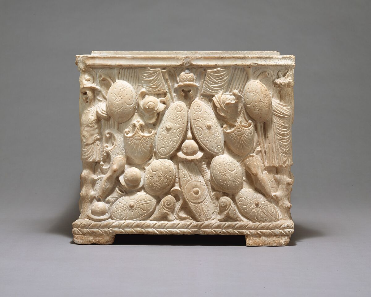 Marble cinerary urn, Marble, Roman