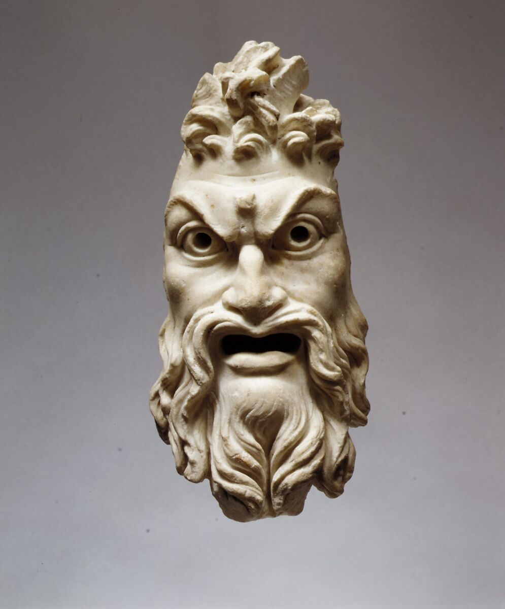 Marble mask of Pan, Marble, Roman