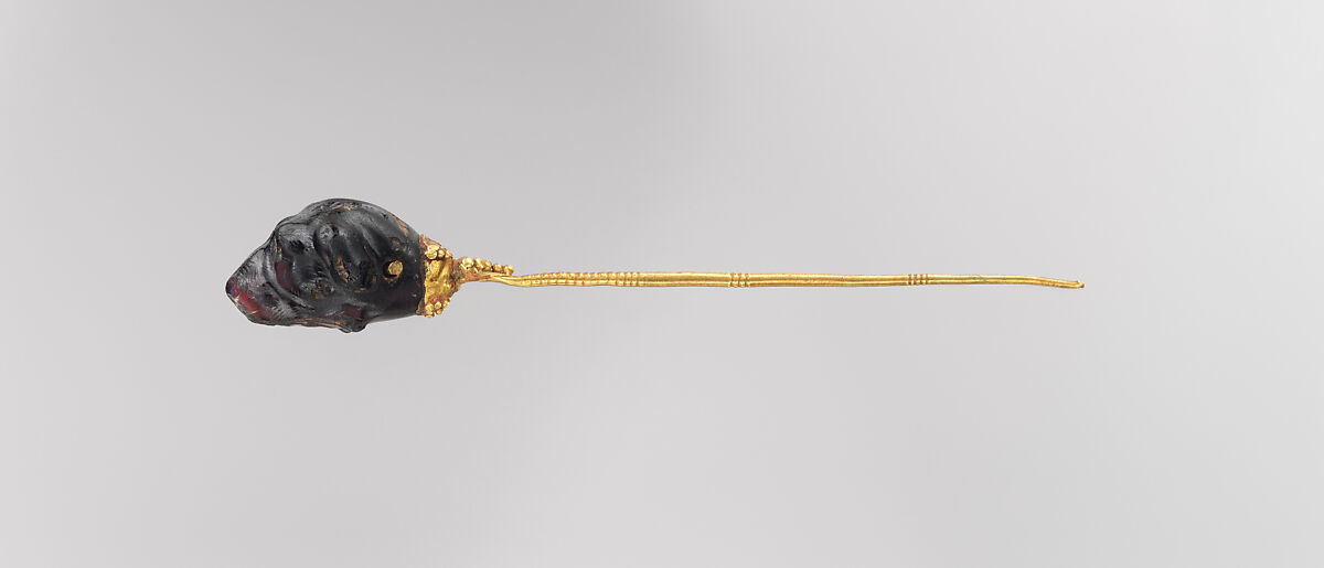 Gold pin with obsidian finial, Gold and Obsidian, Roman 