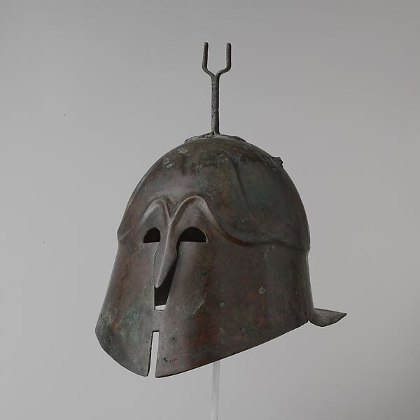 Bronze helmet of Apulian-Corinthian type, bronze, Greek, South Italian