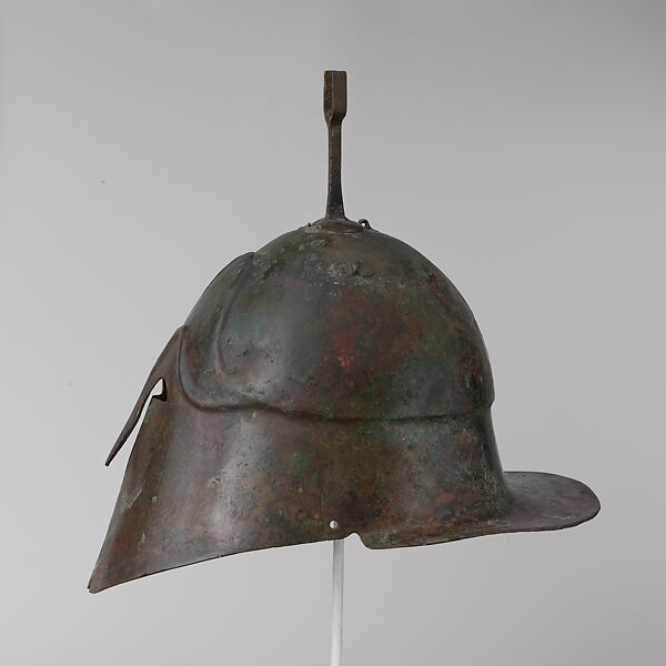 Bronze helmet of Apulian-Corinthian type, bronze, Greek, South Italian
