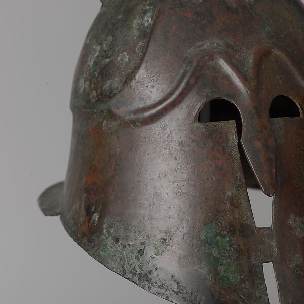 Bronze helmet of Apulian-Corinthian type, bronze, Greek, South Italian