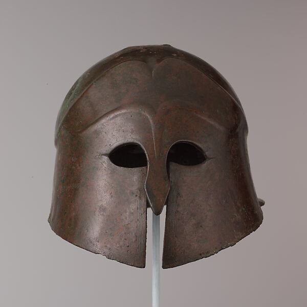 Bronze helmet of South Italian-Corinthian type, bronze, Greek 