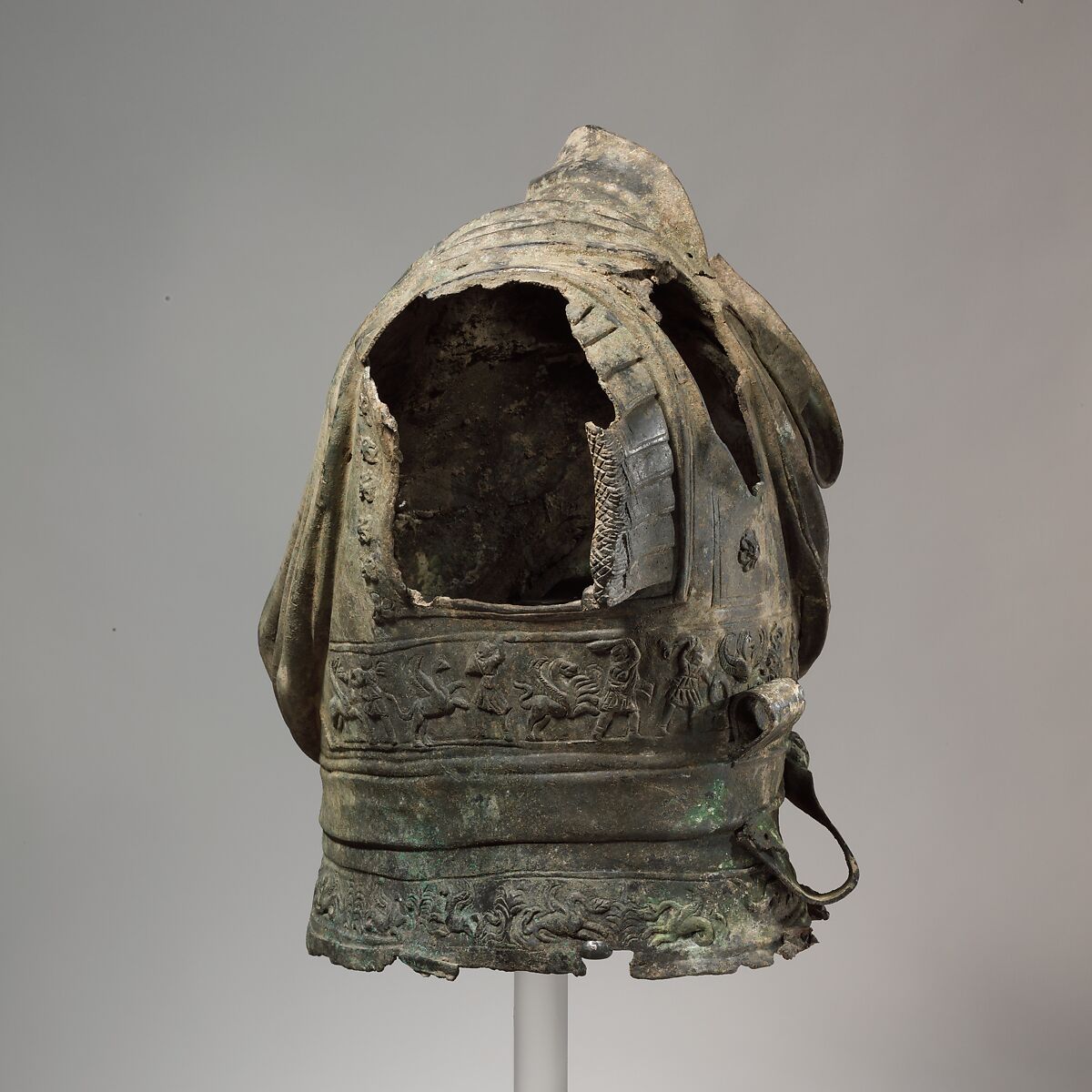 Bronze torso from an equestrian statue wearing a cuirass, bronze, Greek or Roman