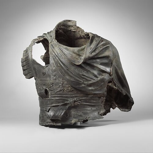 Bronze torso from an equestrian statue wearing a cuirass