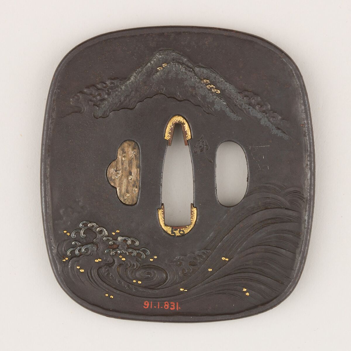 Sword Guard (Tsuba), Iron, gold, copper, Japanese