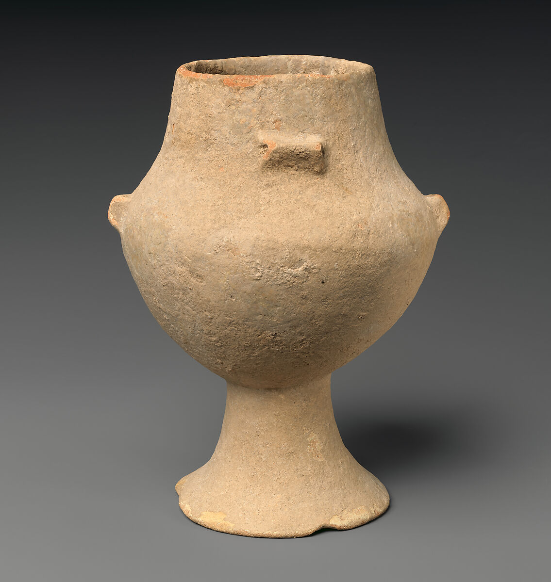 Terracotta collared jar with four lug handles, Terracotta, Cycladic 