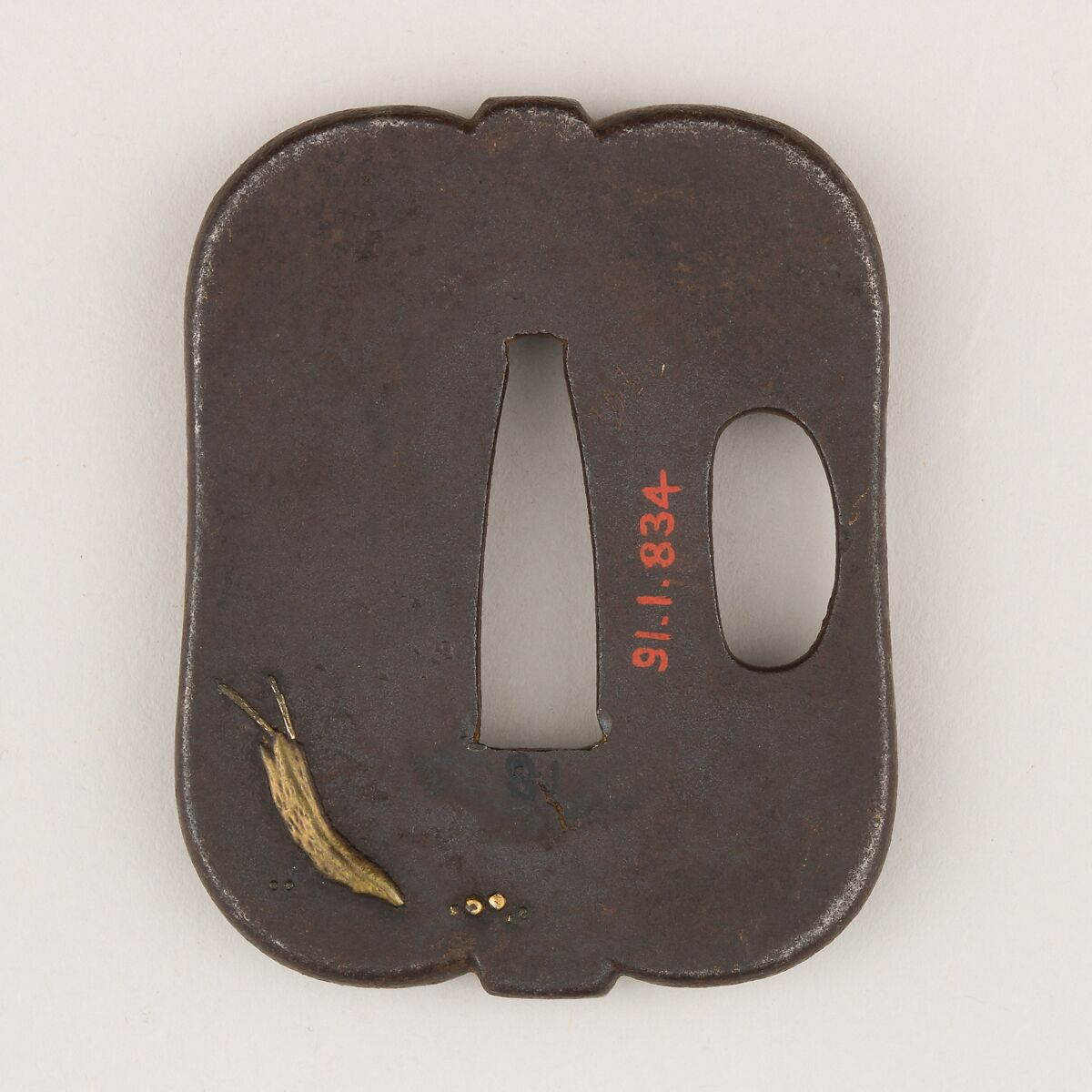 Sword Guard (Tsuba), Iron, gold, copper, Japanese