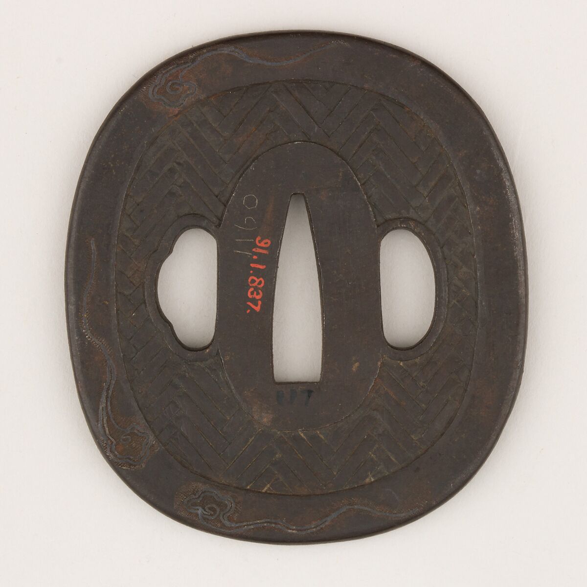 Sword Guard (Tsuba), Iron, copper, Japanese