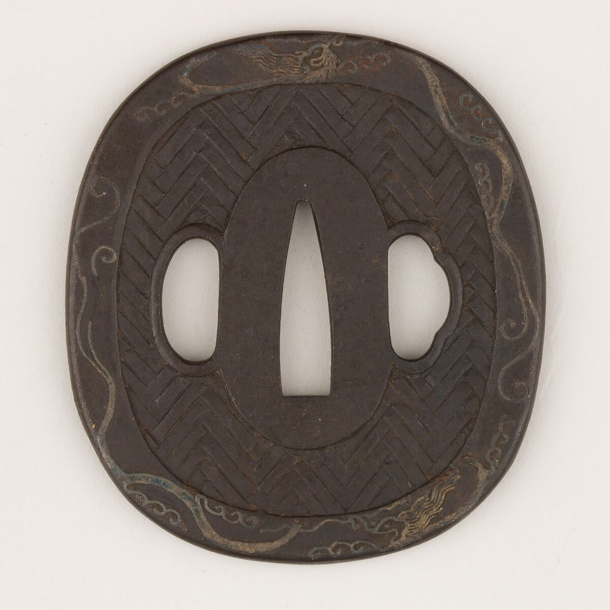 Sword Guard (Tsuba), Iron, copper, Japanese 