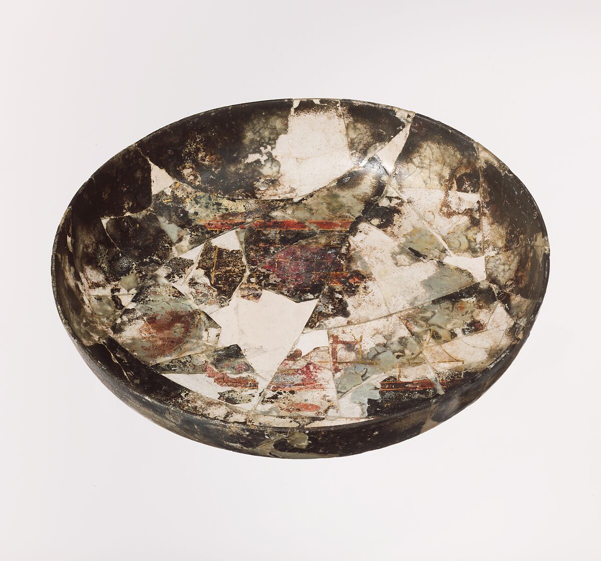 Glass bowl with painted decoration, glass, Greek 