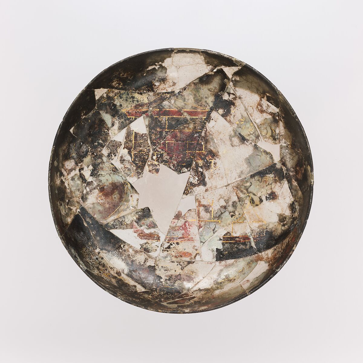 Glass bowl with painted decoration, glass, Greek