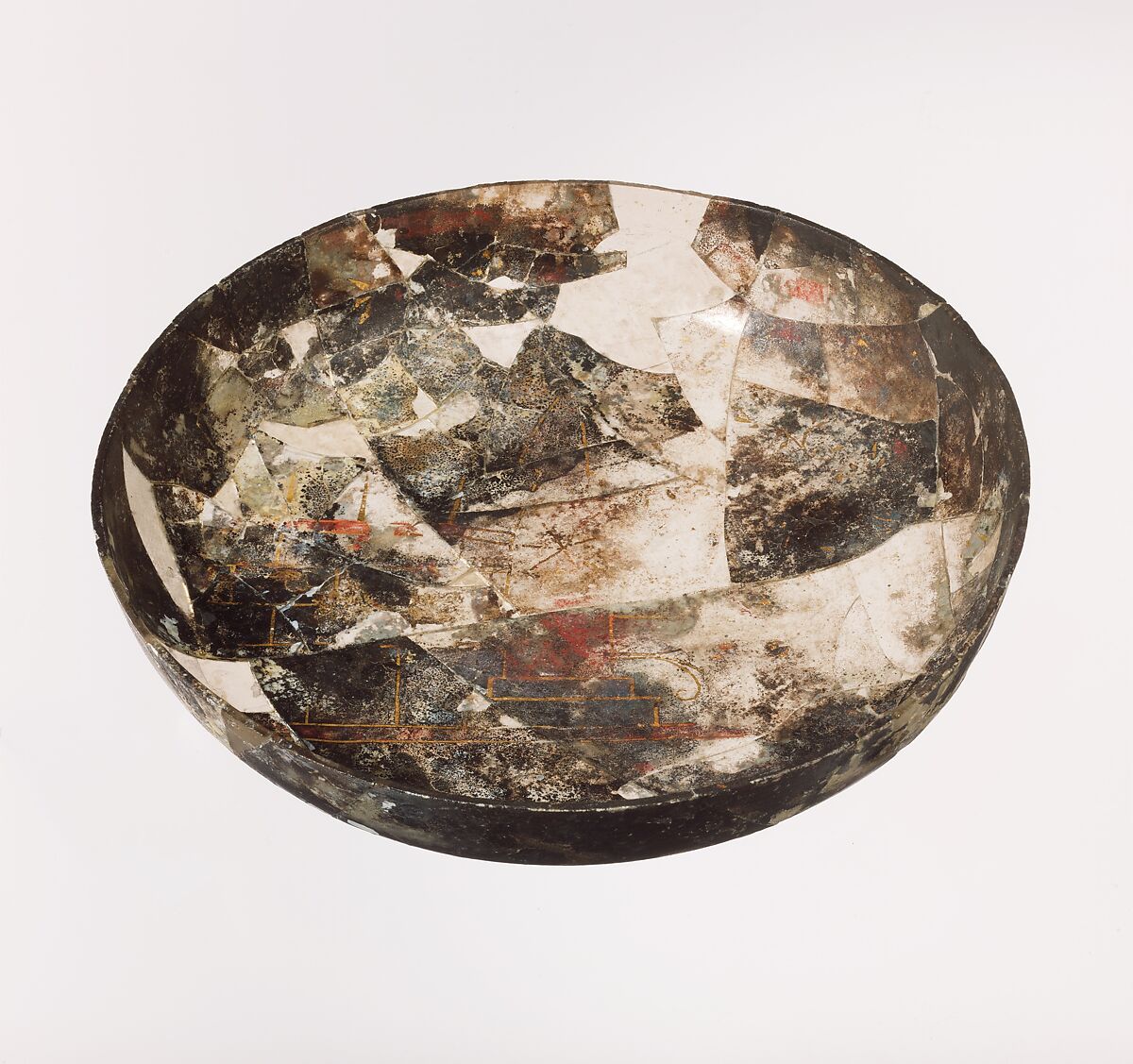 Glass bowl with painted decoration, glass, Greek 