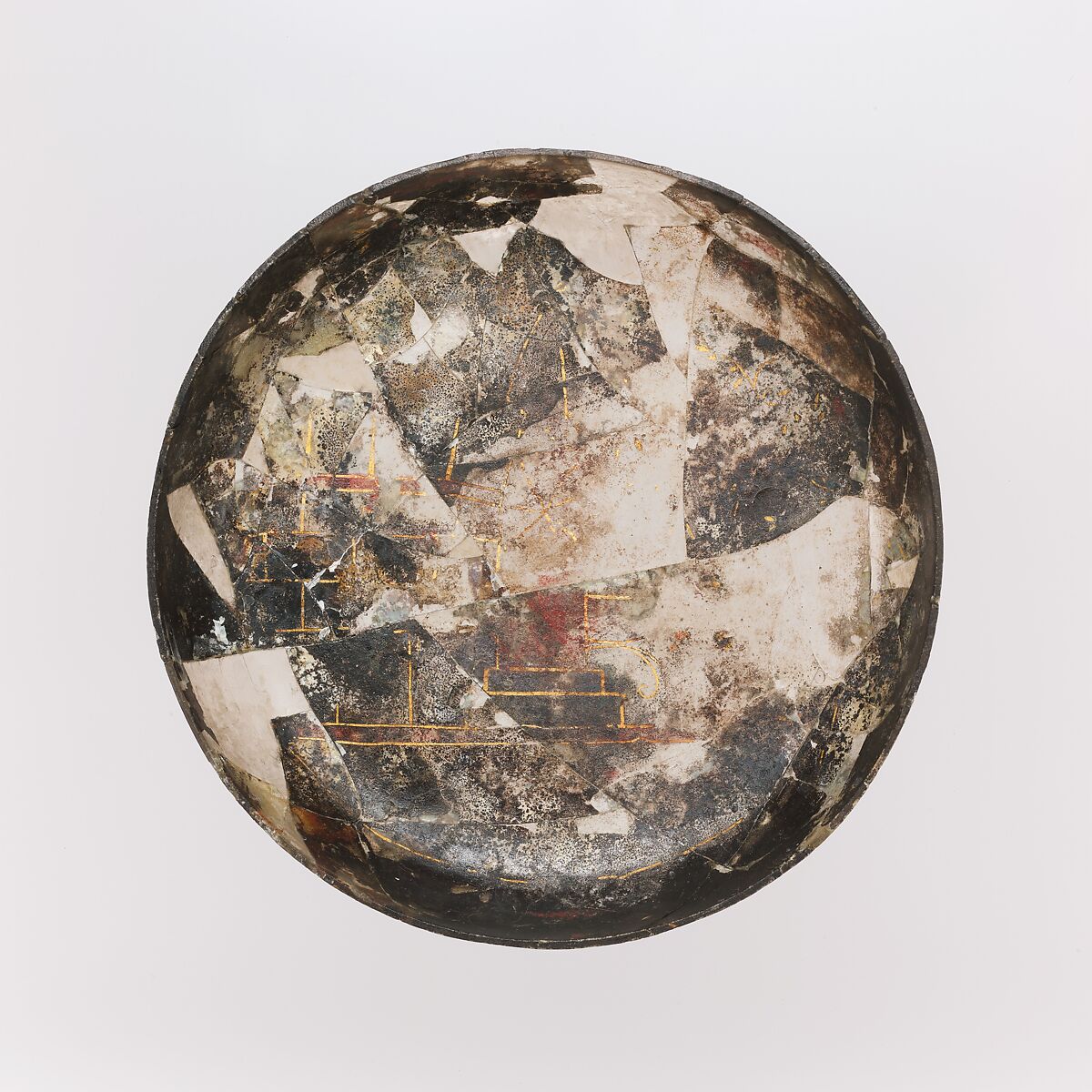 Glass bowl with painted decoration, glass, Greek