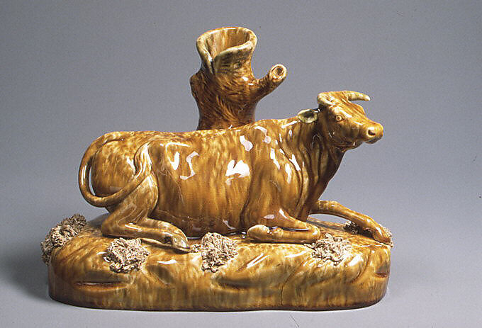 Recumbant cow, Lyman, Fenton &amp; Co. (1849–52), Earthenware, American