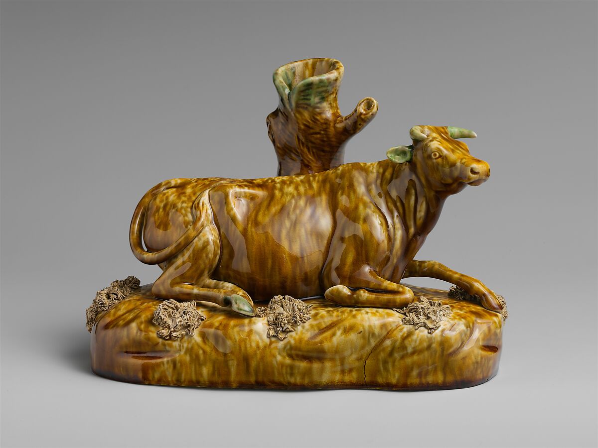 Recumbant cow, Lyman, Fenton &amp; Co. (1849–52), Earthenware, American 