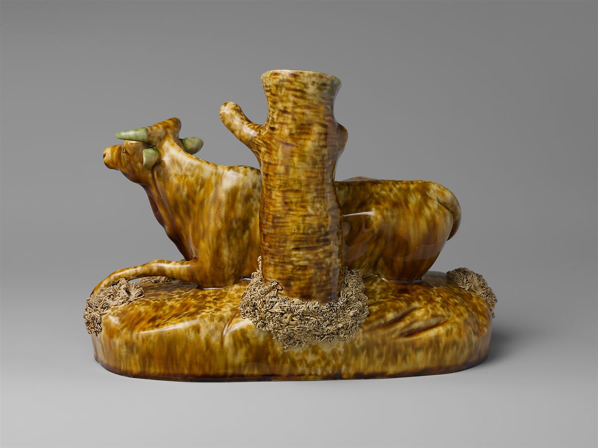 Recumbant cow, Lyman, Fenton &amp; Co. (1849–52), Earthenware, American