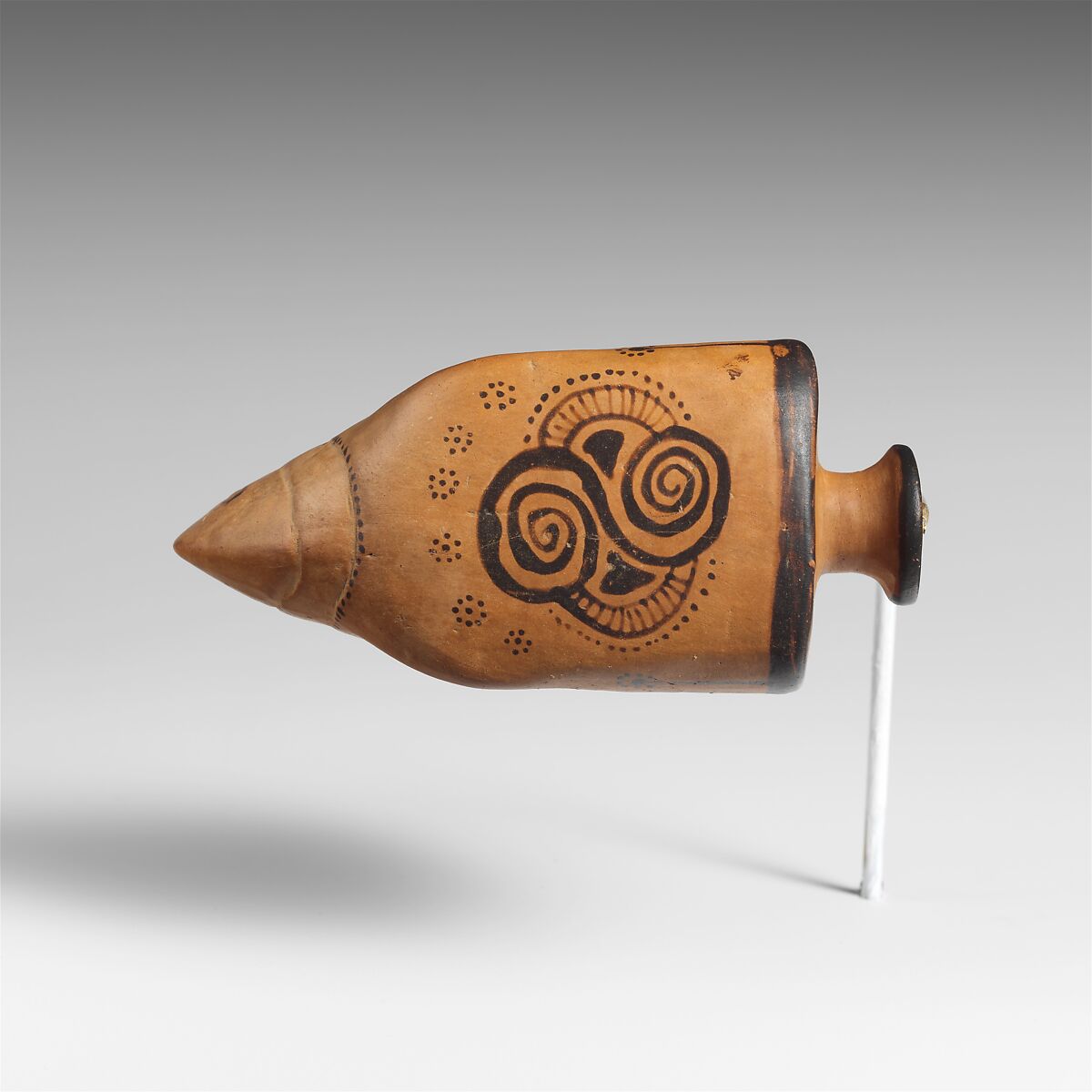 Terracotta aryballos in the form of an eagle's head, Terracotta, Greek, Rhodian