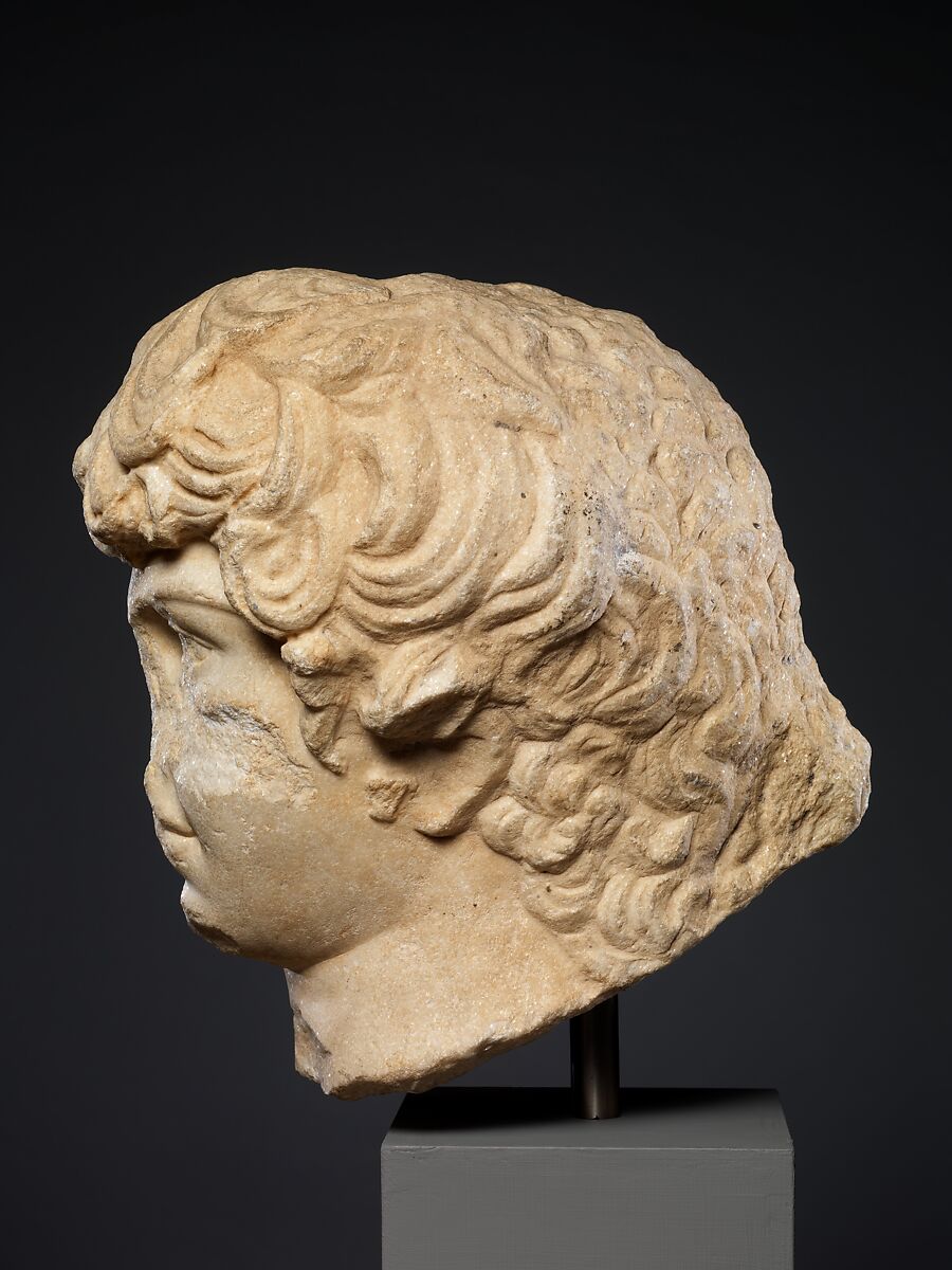 Marble portrait head of Antinoos, Marble, Roman