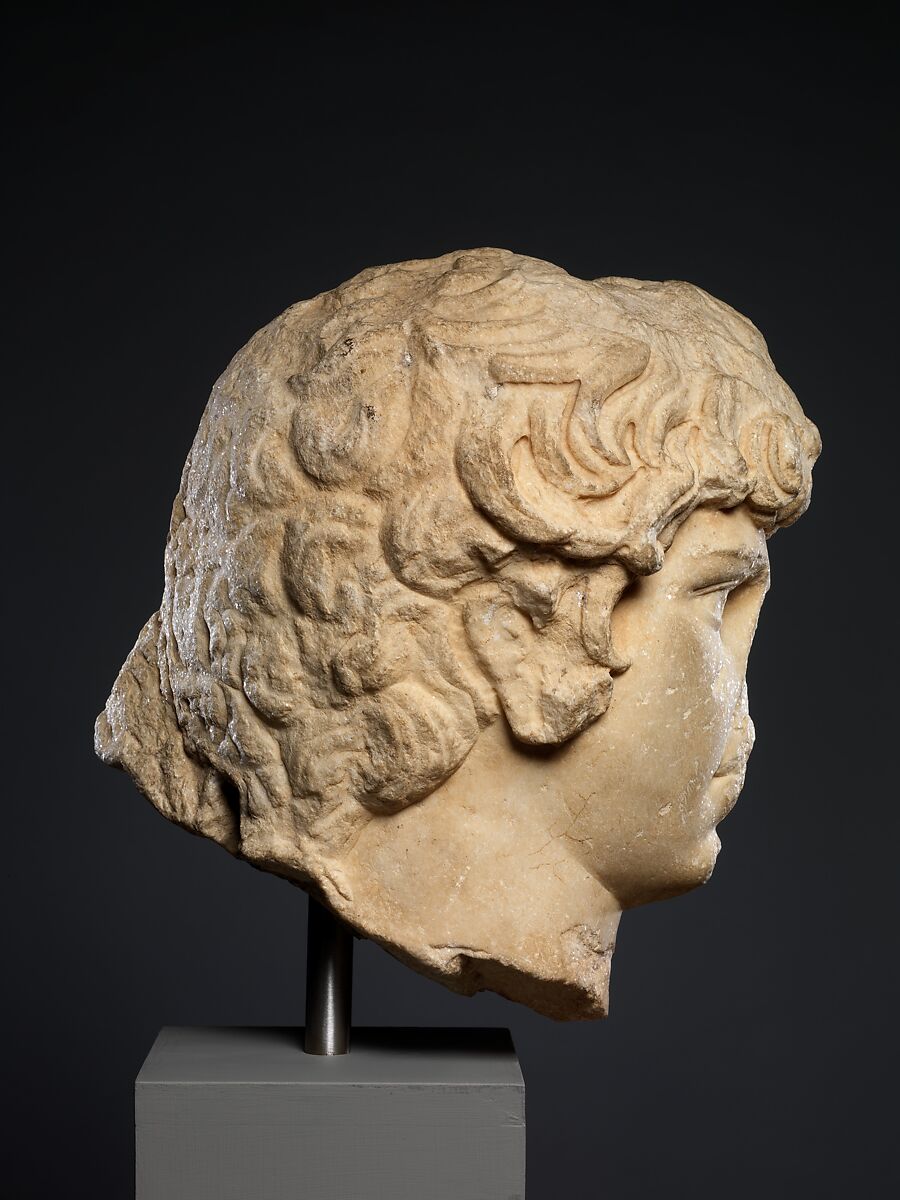 Marble portrait head of Antinoos, Marble, Roman
