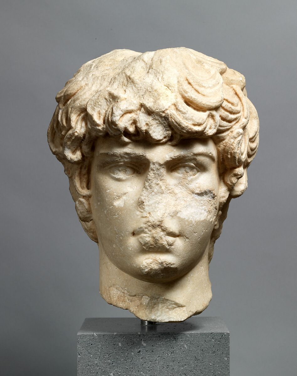 Marble portrait head of Antinoos, Marble, Roman