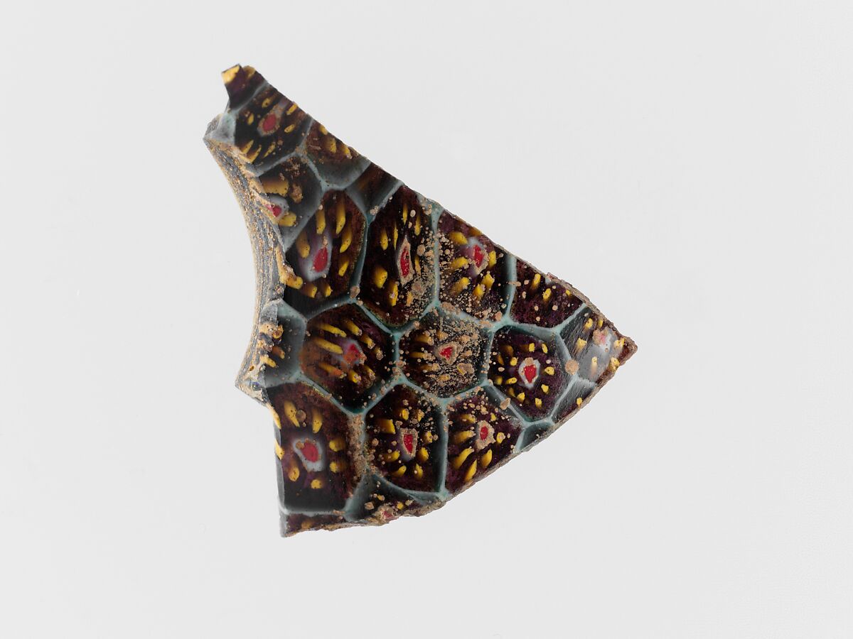 Glass mosaic bowl fragment, Glass, Roman 