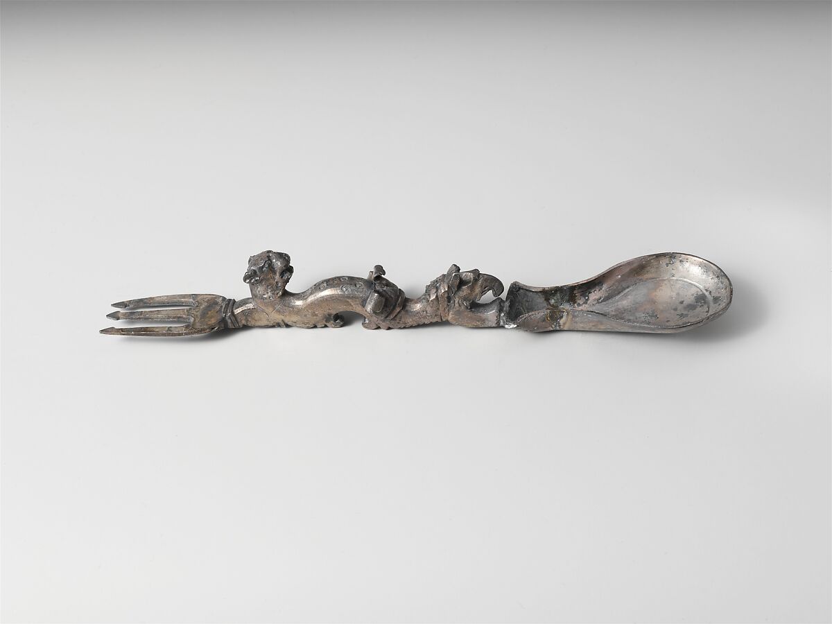 Silver spoon and fork, silver, Roman