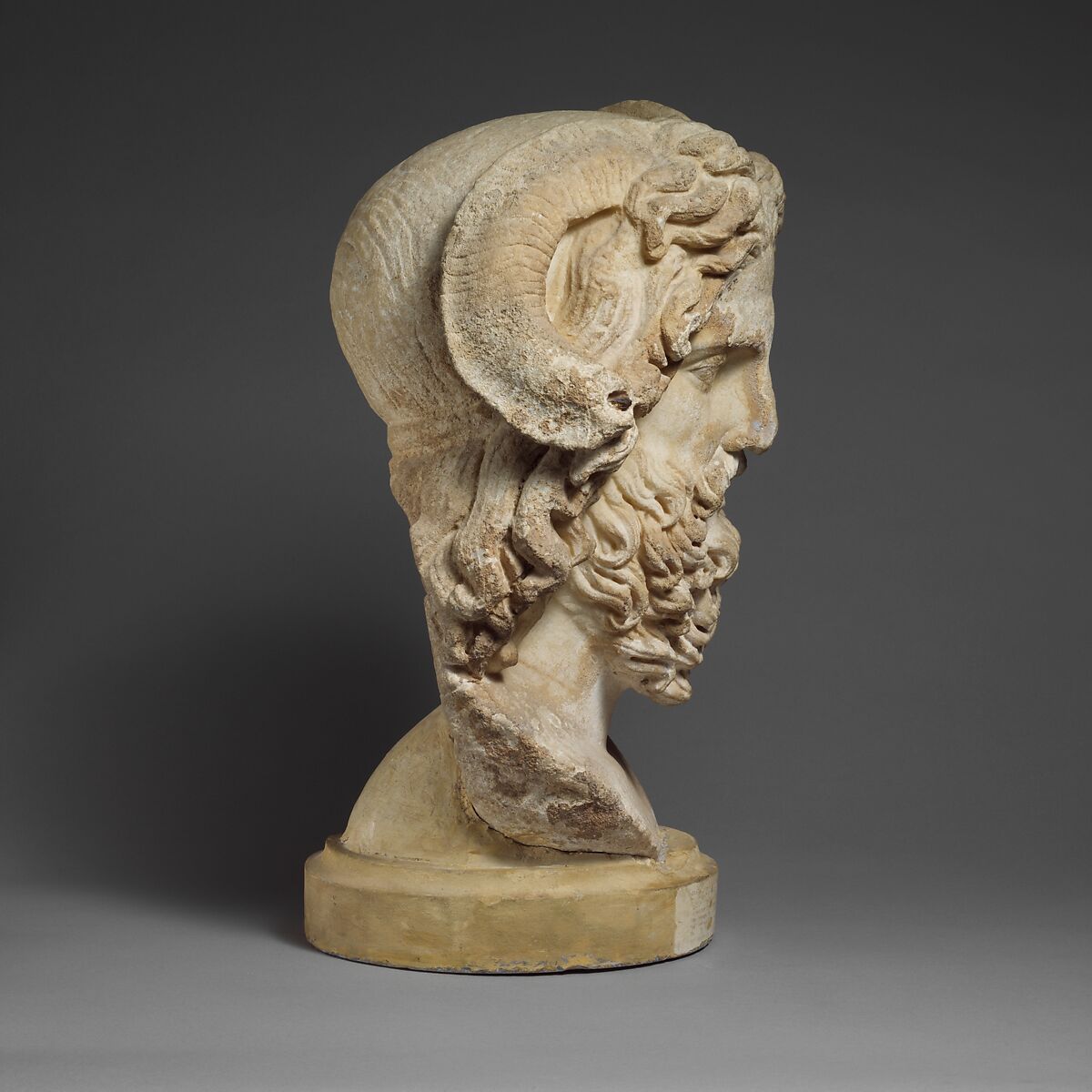 Marble head of Zeus Ammon, Marble, Roman