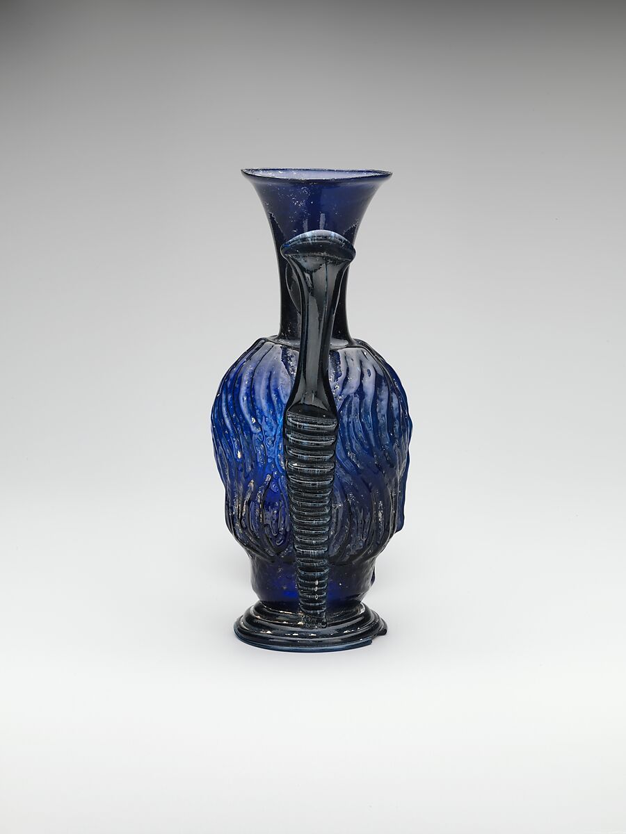 Glass head flask, Glass, blue, Roman, eastern Mediterranean