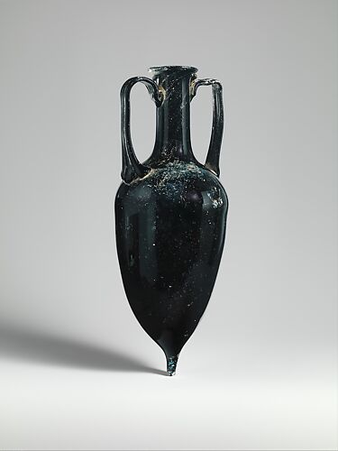 Glass two-handled bottle (amphora)