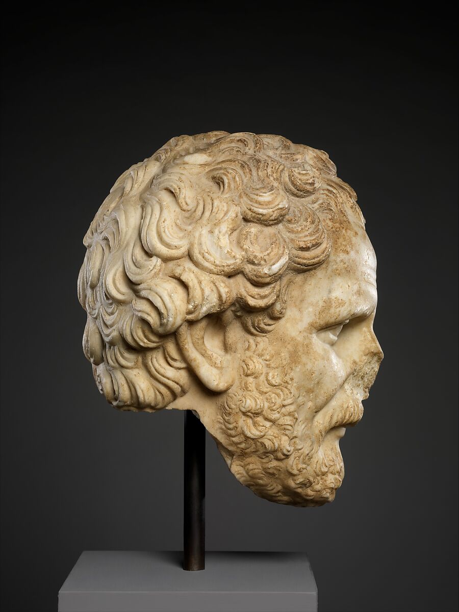 Marble head of Demosthenes, Marble, Roman