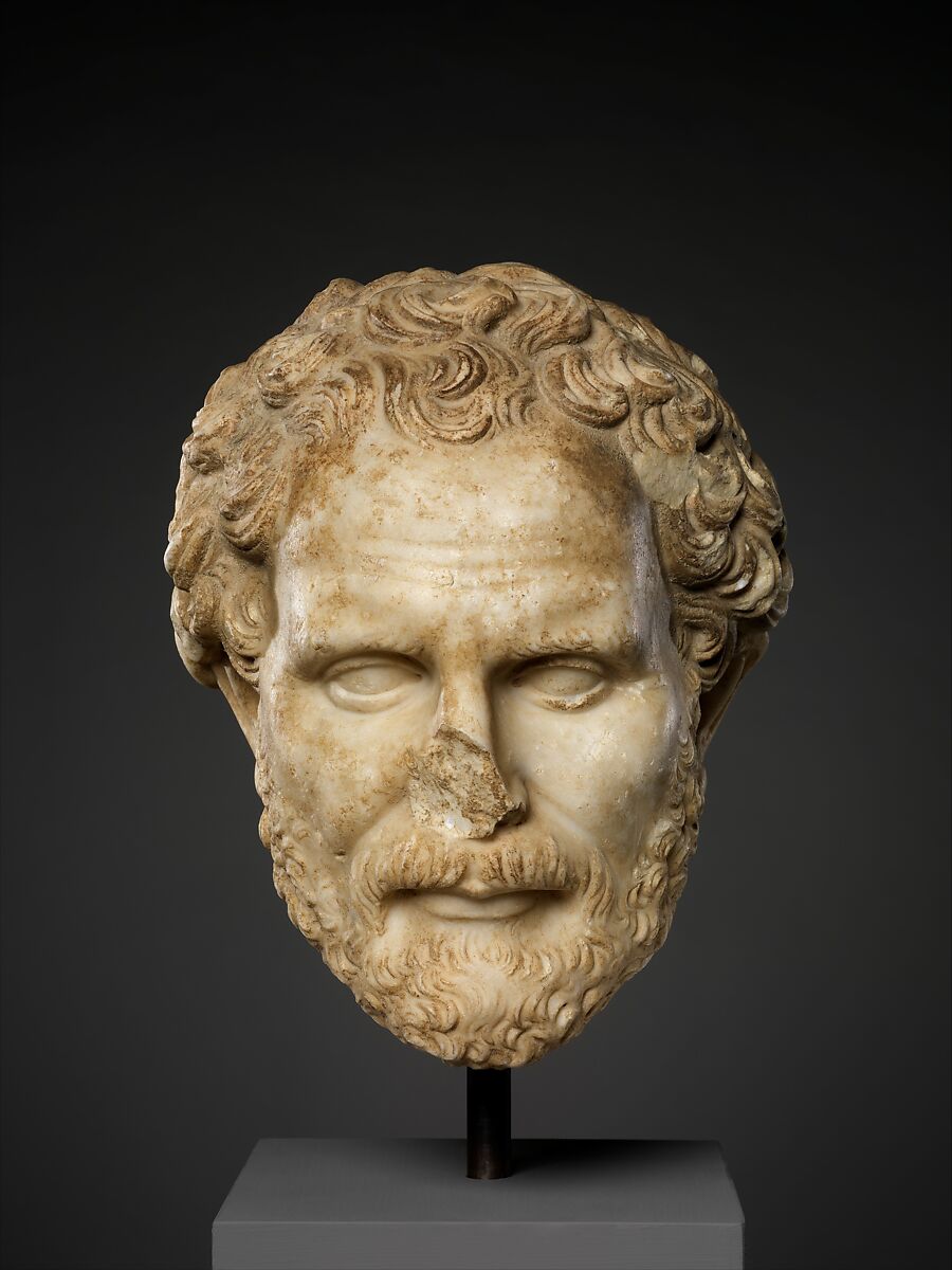 Marble head of Demosthenes, Marble, Roman 