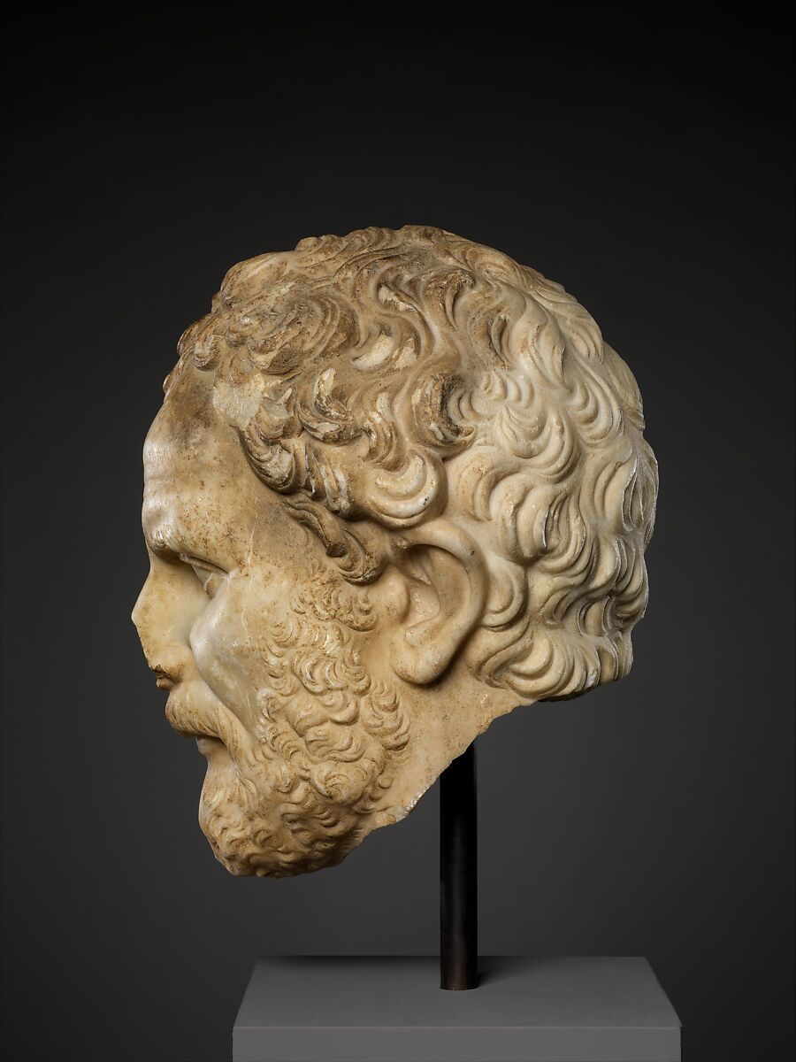 Marble head of Demosthenes, Marble, Roman