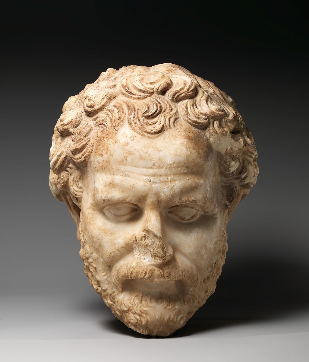 Marble head of Demosthenes, Marble, Roman