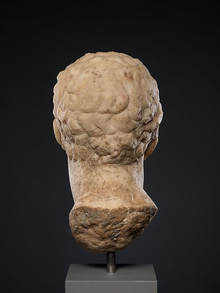 Marble head of a horned youth wearing a diadem, Marble, Greek