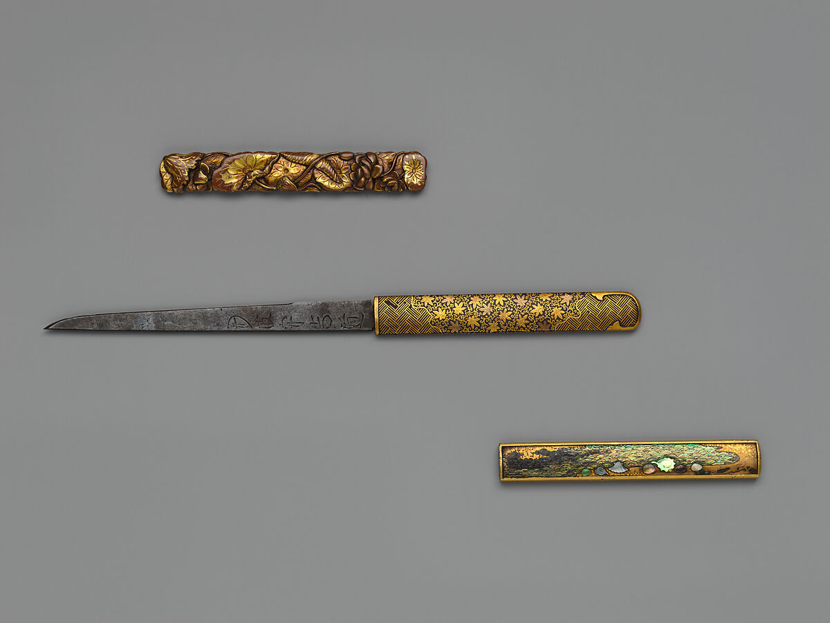Knife Handle (<i>Kozuka</i>) With Lotus Motif (蓮図小柄), Copper, copper-silver alloy (<i>shibuichi</i>), gold, Japanese